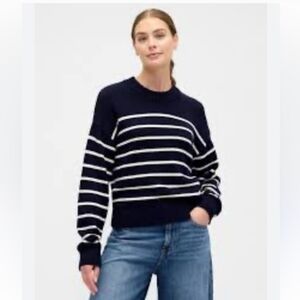 Classic Navy and White Striped Women's Sweater